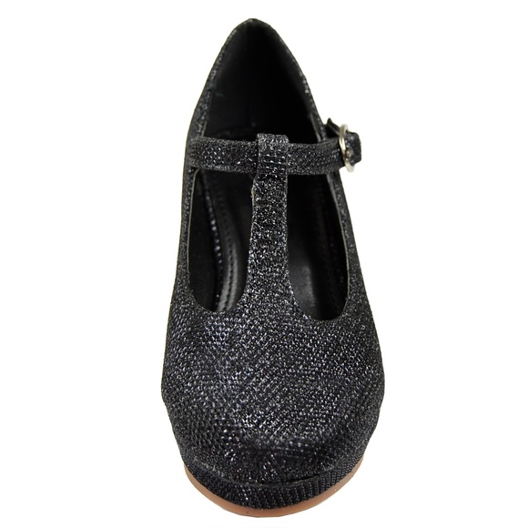 Girls Glitter Mary Jane Wedge Pumps LOVELY-621 - Picture 4 of 7